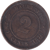 1878 2 CENT MAURITIUS - WORLD COINS - Cambridgeshire Coins
