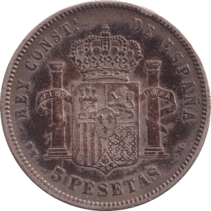 1878 SILVER 5 PESETAS SPAIN - SILVER WORLD COINS - Cambridgeshire Coins