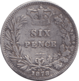 1878 SIXPENCE ( FINE ) - SIXPENCE - Cambridgeshire Coins