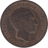 1878 TEN CENTIMOS SPAIN - SILVER WORLD COINS - Cambridgeshire Coins