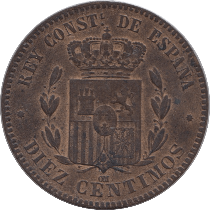 1878 TEN CENTIMOS SPAIN - SILVER WORLD COINS - Cambridgeshire Coins
