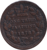 1878 THIRD FARTHING ( GVF ) - ONE THIRD FARTHING - Cambridgeshire Coins