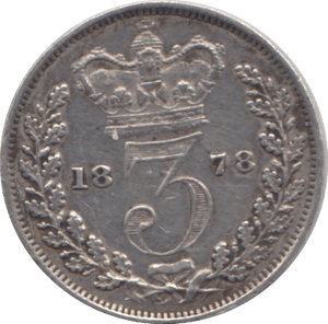 1878 THREEPENCE ( EF ) - THREEPENCE - Cambridgeshire Coins