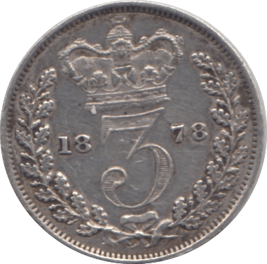 1878 THREEPENCE ( EF ) - THREEPENCE - Cambridgeshire Coins