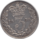 1878 THREEPENCE ( EF ) - THREEPENCE - Cambridgeshire Coins