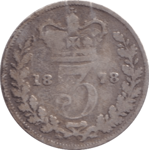 1878 THREEPENCE ( FAIR ) - Three Half Pence - Cambridgeshire Coins