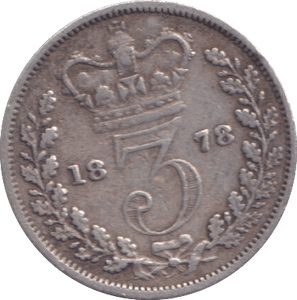 1878 THREEPENCE ( FINE ) - Three Half Pence - Cambridgeshire Coins