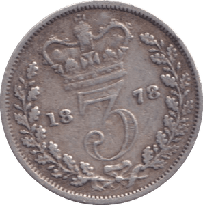 1878 THREEPENCE ( FINE ) - Three Half Pence - Cambridgeshire Coins