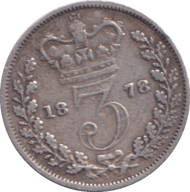 1878 THREEPENCE ( FINE ) - Three Half Pence - Cambridgeshire Coins