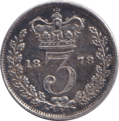 1878 THREEPENCE ( GVF ) - THREEPENCE - Cambridgeshire Coins