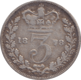 1878 THREEPENCE ( NF ) - THREEPENCE - Cambridgeshire Coins