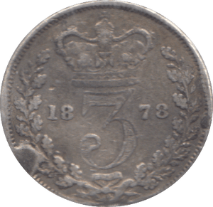 1878 THREEPENCE ( NF ) - THREEPENCE - Cambridgeshire Coins