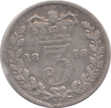 1878 THREEPENCE ( NF ) - THREEPENCE - Cambridgeshire Coins