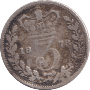 1878 THREEPENCE ( NF ) - WORLD COINS - Cambridgeshire Coins