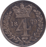 1879 MAUNDY FOURPENCE ( UNC ) - MAUNDY FOURPENCE - Cambridgeshire Coins