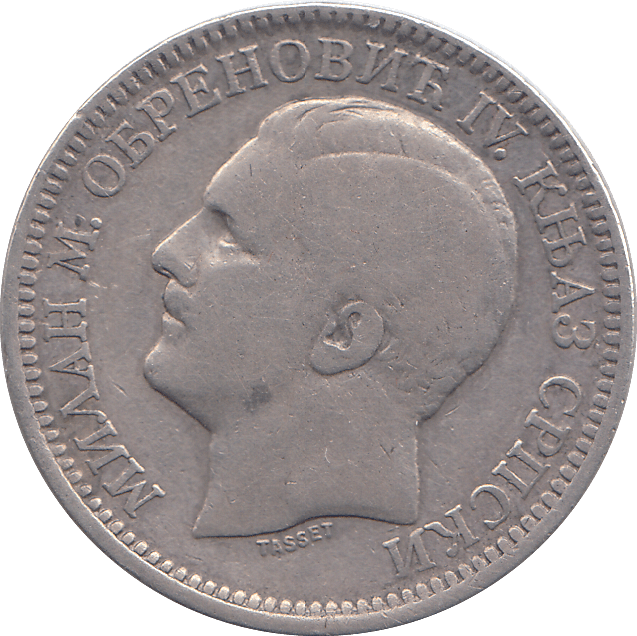 1879 SILVER 2 DINARA SERBIA - SILVER WORLD COINS - Cambridgeshire Coins