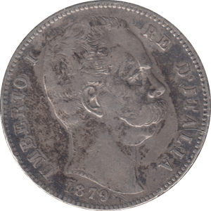 1879 SILVER ITALY 5 LIRA - SILVER WORLD COINS - Cambridgeshire Coins