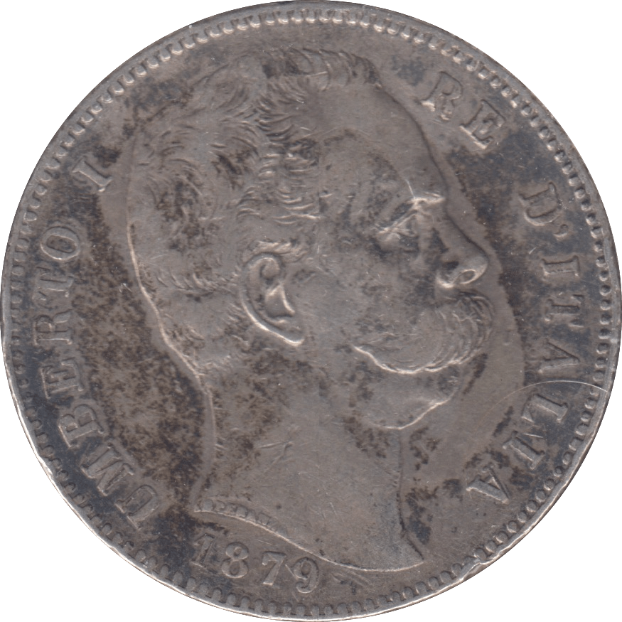 1879 SILVER ITALY 5 LIRA - SILVER WORLD COINS - Cambridgeshire Coins