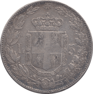 1879 SILVER ITALY 5 LIRA - SILVER WORLD COINS - Cambridgeshire Coins