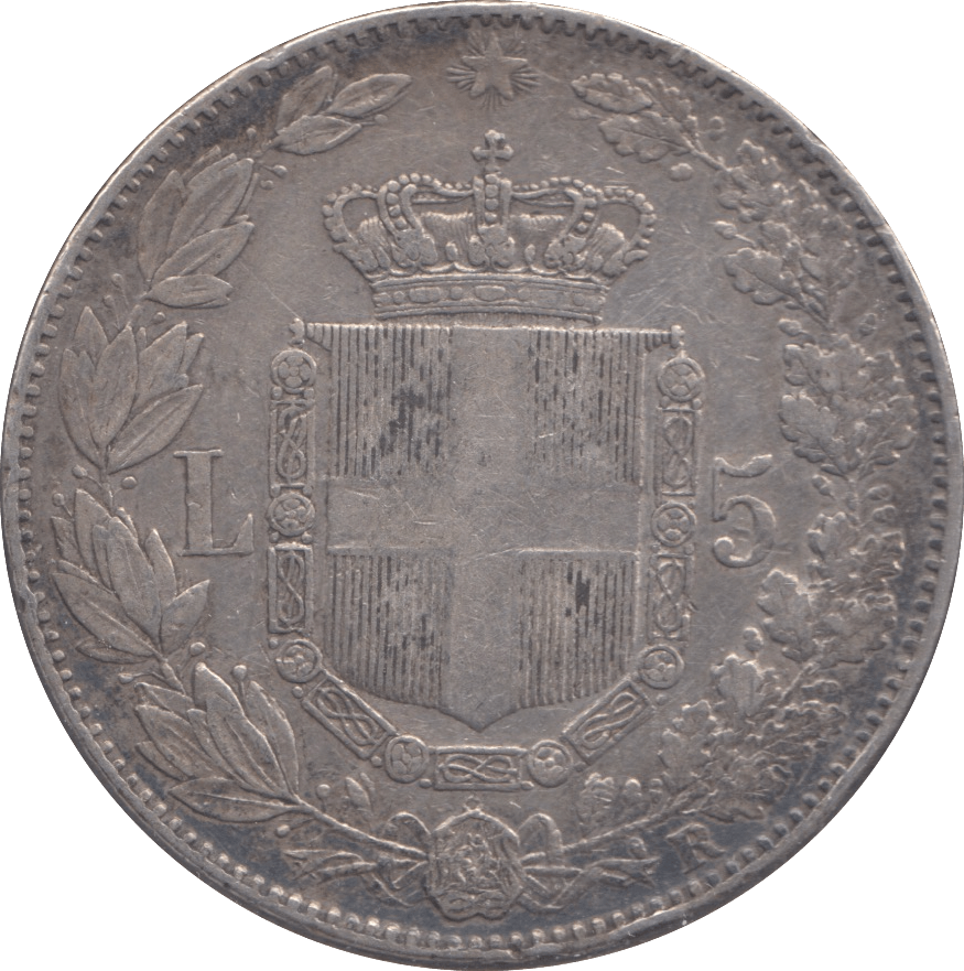 1879 SILVER ITALY 5 LIRA - SILVER WORLD COINS - Cambridgeshire Coins