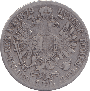 1879 SILVER ONE FLORIN AUSTRIA - SILVER WORLD COINS - Cambridgeshire Coins