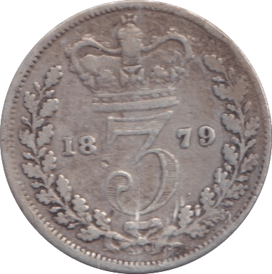 1879 THREEPENCE ( FINE ) - Three Half Pence - Cambridgeshire Coins