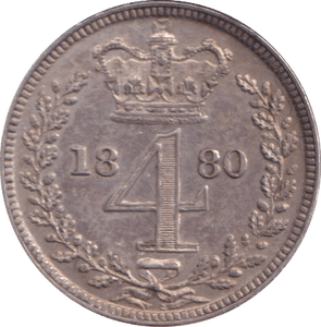 1880 MAUNDY FOURPENCE ( EF ) - MAUNDY FOURPENCE - Cambridgeshire Coins