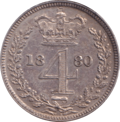1880 MAUNDY FOURPENCE ( EF ) - MAUNDY FOURPENCE - Cambridgeshire Coins