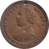 1880 ROBERT RAIKES SUNDAY SCHOOL HOLED MEDALLION - MEDALS & MEDALLIONS - Cambridgeshire Coins