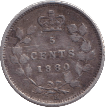 1880 SILVER 5 CENTS CANADA - SILVER WORLD COINS - Cambridgeshire Coins