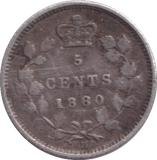 1880 SILVER 5 CENTS CANADA - SILVER WORLD COINS - Cambridgeshire Coins
