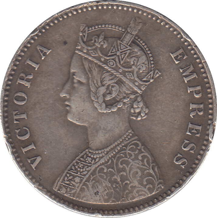 1880 SILVER INDIAN ONE RUPEE - SILVER WORLD COINS - Cambridgeshire Coins