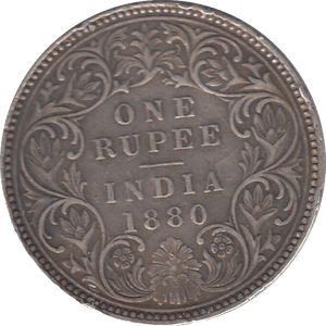 1880 SILVER INDIAN ONE RUPEE - SILVER WORLD COINS - Cambridgeshire Coins