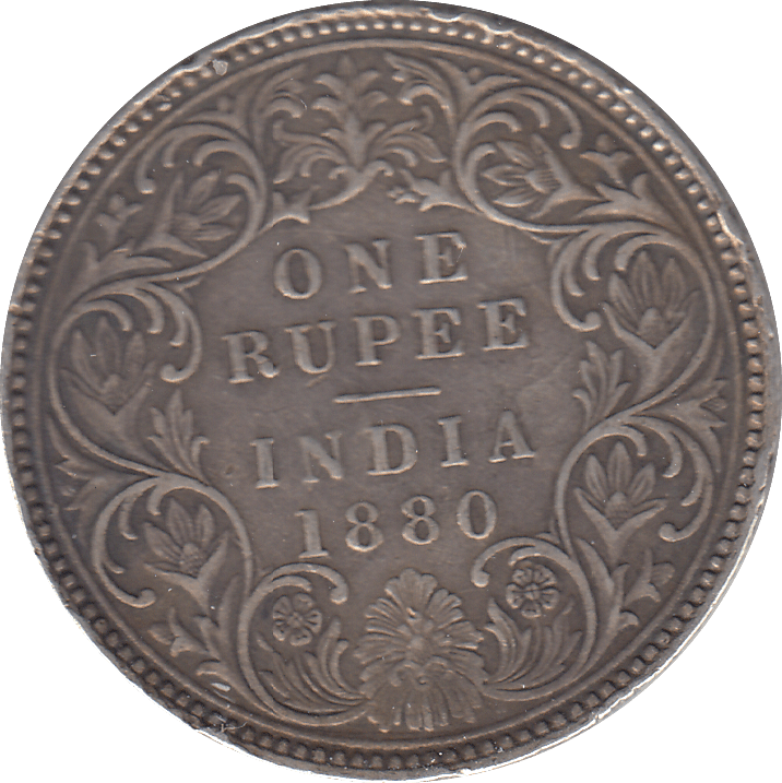 1880 SILVER INDIAN ONE RUPEE - SILVER WORLD COINS - Cambridgeshire Coins