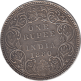 1880 SILVER INDIAN ONE RUPEE - SILVER WORLD COINS - Cambridgeshire Coins