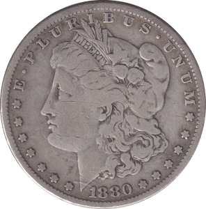 1880 SILVER MORGAN DOLLAR USA 5 - SILVER WORLD COINS - Cambridgeshire Coins