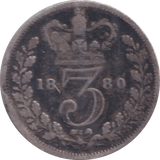 1880 THREEPENCE ( FAIR ) - Three Half Pence - Cambridgeshire Coins