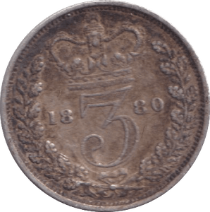 1880 THREEPENCE ( VF ) - Three Half Pence - Cambridgeshire Coins