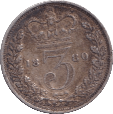 1880 THREEPENCE ( VF ) - Three Half Pence - Cambridgeshire Coins