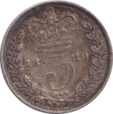 1880 THREEPENCE ( VF ) - Three Half Pence - Cambridgeshire Coins