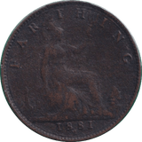1881 FARTHING ( FINE ) - FARTHING - Cambridgeshire Coins
