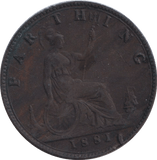 1881 FARTHING ( GVF ) - FARTHING - Cambridgeshire Coins
