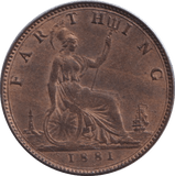 1881 FARTHING ( UNC ) - FARTHING - Cambridgeshire Coins