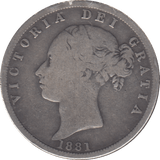 1881 HALFCROWN ( F ) - HALFCROWN - Cambridgeshire Coins