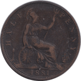 1881 HALFPENNY ( FAIR ) - HALFPENNY - Cambridgeshire Coins