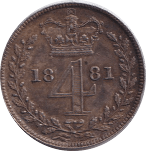 1881 MAUNDY FOURPENCE ( AUNC ) - MAUNDY FOURPENCE - Cambridgeshire Coins
