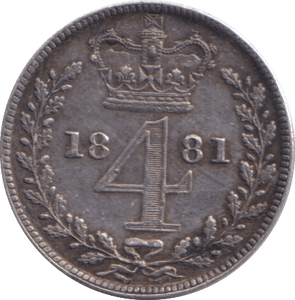 1881 MAUNDY FOURPENCE ( GVF ) - MAUNDY FOURPENCE - Cambridgeshire Coins