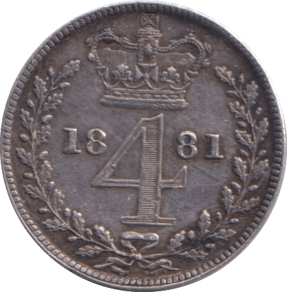 1881 MAUNDY FOURPENCE ( GVF ) - MAUNDY FOURPENCE - Cambridgeshire Coins