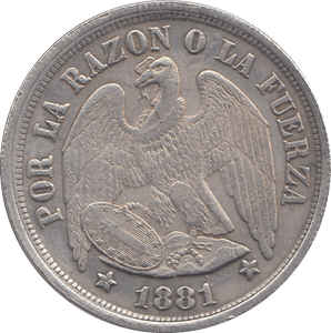 1881 ONE PESO CHILE - WORLD COINS - Cambridgeshire Coins