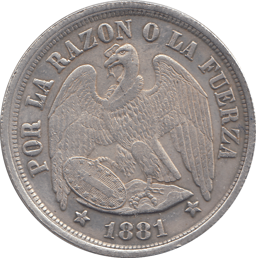 1881 ONE PESO CHILE - WORLD COINS - Cambridgeshire Coins